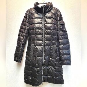 MARC NEW YORK Womens Size Small Black Down Filled Knee Length Puffer Coa…
